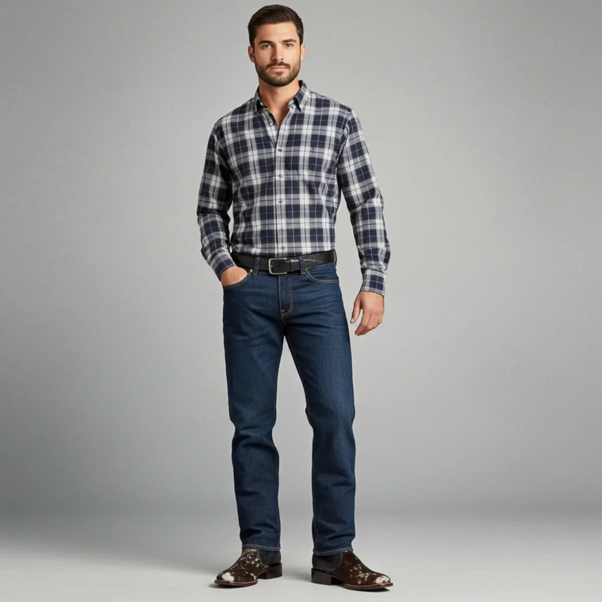 Cowhide Short Cowboy Boots - Image 4