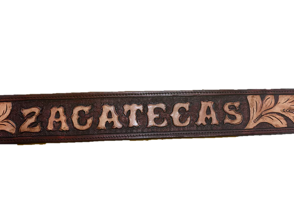 Leather Hand Tooled Belt - Image 3