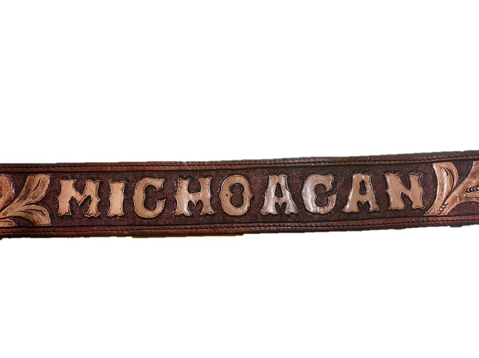 Leather Hand Tooled Belt - Image 4