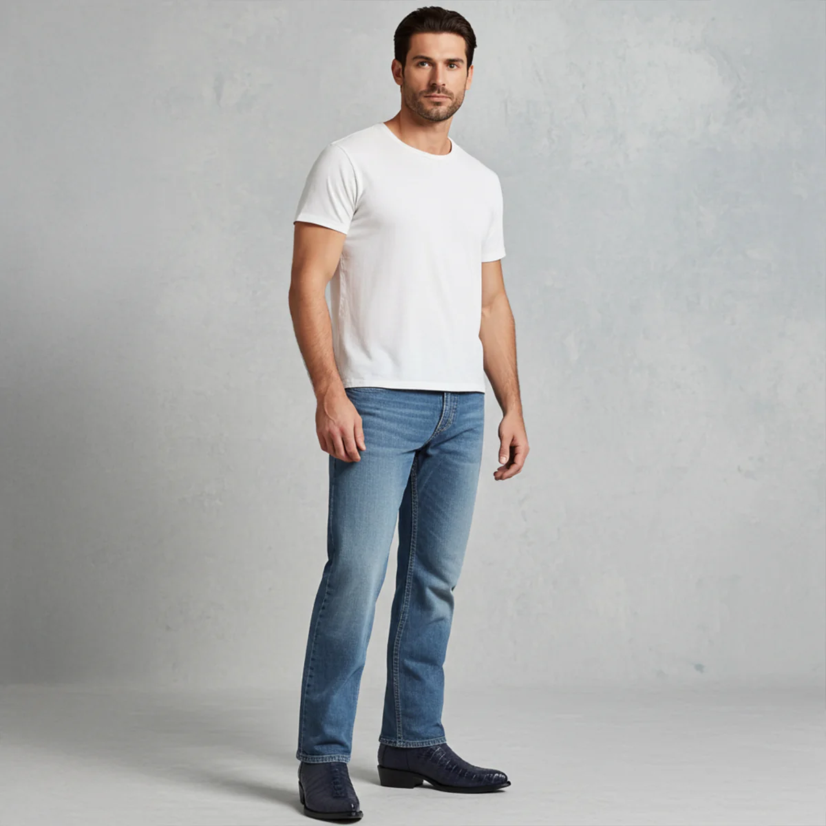 Los Altos Men's Navy Blue Caiman Tail Cowboy Boots J-Toe - Image 3